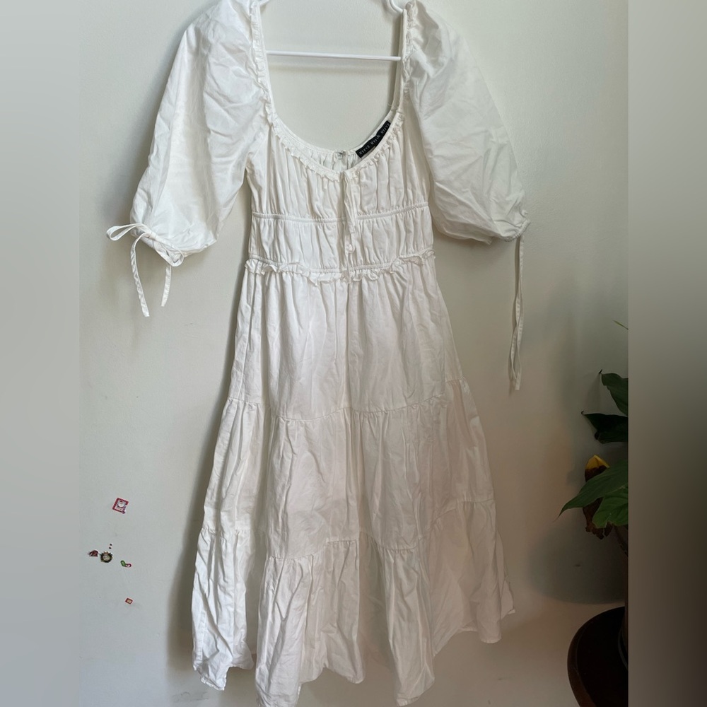 HYFVE off white Ruffled milkmaid dress